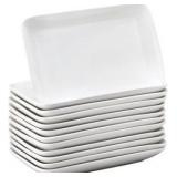 12 Piece Set of 10-Inc Rectangular Salad Plates, White Color, Very Elegant Look, Great for Salads, Desserts, Appetizers, Great for Parties, Weddings, Home Use and More