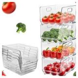 Clear Plastic Stackable Bins for Pantry and Fridge, Toy Organizers, Great for Kitchen, Bathroom, Playroom.