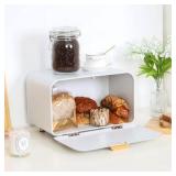 Areli’s White Bread Metal Bread Bread Box for Kitchen Countertop, Large Capacity Bread Storage Container vintage bread box, White Color RETAIL: $56.00