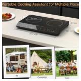 Cooktop Induction 1800W Portable Induction Cooktop 2-Burners, Independent Touch Control with 9 Temperature and Power Levels