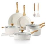 Nonstick Ceramic Cookware Set 16-Piece, Healthy Pots and Pans Set, Non-toxic Kitchen Cooking Set with Stay-Cool Handles, Silicone Utensils and Pot Protectors, PFAS/PTFE/PFOA Free