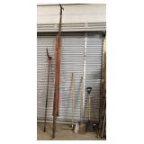 Tree trimmers, squeegee, shovel, shingle shovel, clothes line