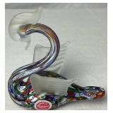 Vintage Murano Millefiori Winged and Crested Swan