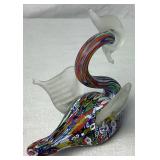 Vintage Murano Millefiori Winged and Crested Swan