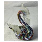 Vintage Murano Millefiori Winged and Crested Swan