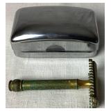 Collection of 4 Gilette Mens Safety Razors with Cases- 2 Gillette Super Speed, 2 Old Type DE Safety Razors