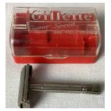 Collection of 4 Gilette Mens Safety Razors with Cases- 2 Gillette Super Speed, 2 Old Type DE Safety Razors