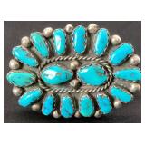Sterling Silver Turquoise Cluster Ring - Size 10.5