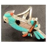 .925 Sterling Silver Multi Stone Bird Ring  - Size 7