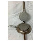 Vintage Scandinavian Krumkake Iron and Vintage Wood Rolling Pins