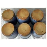 Blue Stoneware Pottery Set - 6 Cups, 6 Plates and 1 10" Plate