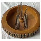 Vintage Nut Bowl, Nut Picks and Spring Jointed Nutcrackers plus Nut Twister Gourmet Nutmeg Mill