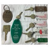 Collection of Vintage Hotel Room Keys