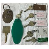 Collection of Vintage Hotel Room Keys