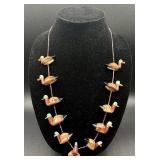 Native American Vintage Hand Carved Shell Duck Fetish Necklace