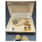 Vintage Mens Collection of Cuff Links, Tie Clips, Collar Bars, Collar Chains and Pins