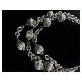 Givenchy 17" Silver Tone Ball Necklace and Earrings (Unmarked)