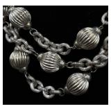 Givenchy 17" Silver Tone Ball Necklace and Earrings (Unmarked)