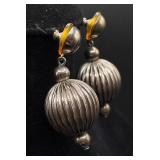 Givenchy 17" Silver Tone Ball Necklace and Earrings (Unmarked)