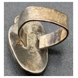 Southwestern Sterling Silver Turquoise and Coral Ring - Size 10.5