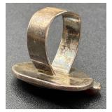 Southwestern Sterling Silver Turquoise and Coral Ring - Size 10.5