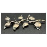 Two Sterling Silver Floral Pins