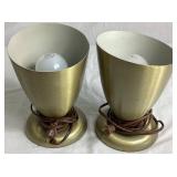 Vintage Mid Century Modern Prescolite Atomic Cone Table Lamps