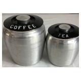 Vintage Kromex Spun Aluminum Canister Set with Black Lids