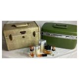 Two Samsonite Beauty Train Cases with Collection of Perfume Bottles