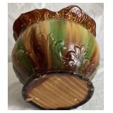 Vintage Majolica Jardiniere Planter Art Nouveau Style with Scalloped Edge