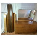 MCM 9 Drawer Dresser with Mirror and Matching Full Headboard & Footboard