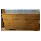 MCM 9 Drawer Dresser with Mirror and Matching Full Headboard & Footboard