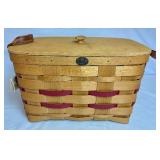 Peterboro Basket Company Large Picnic Basket with Lid and Leather Handles
