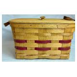 Peterboro Basket Company Large Picnic Basket with Lid and Leather Handles