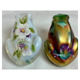 Glass and Stone Frog Grouping featuring Fenton Art Glass Frogs