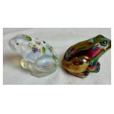 Glass and Stone Frog Grouping featuring Fenton Art Glass Frogs