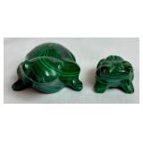 Glass and Stone Frog Grouping featuring Fenton Art Glass Frogs