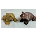 Glass and Stone Frog Grouping featuring Fenton Art Glass Frogs