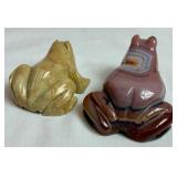 Glass and Stone Frog Grouping featuring Fenton Art Glass Frogs