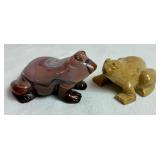 Glass and Stone Frog Grouping featuring Fenton Art Glass Frogs