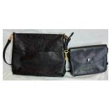 Vintage Paloma Picasso Black Leather Crossbody and Fossil Fiona Large Crossbody Handbag