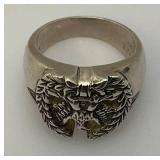 $320.00 Retail Online NEW Carol Collection 24.56 Grams Solid STERLING Silver Mens Ring With Eagle (Size 11)