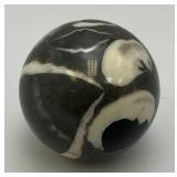 2" 5.7 Oz. Oyster Shell Fossil And Quartz Sphere/Large Marble