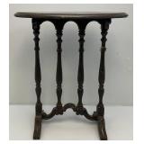 Antique Ornate Wooden Oval Table With Spindles 12" x 20" x 22 1/2" (Repairs Made)