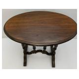 Antique Ornate Wooden Oval Table With Spindles 12" x 20" x 22 1/2" (Repairs Made)