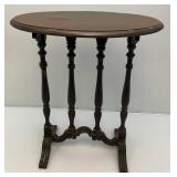 Antique Ornate Wooden Oval Table With Spindles 12" x 20" x 22 1/2" (Repairs Made)