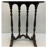 Antique Ornate Wooden Oval Table With Spindles 12" x 20" x 22 1/2" (Repairs Made)