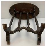 Antique Ornate Wooden Oval Table With Spindles 12" x 20" x 22 1/2" (Repairs Made)