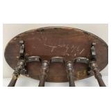Antique Ornate Wooden Oval Table With Spindles 12" x 20" x 22 1/2" (Repairs Made)