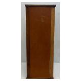 Vintage Mid Century Wooden And Glass Display Case With Door, Cork Backer (Missing Glass Shelves) 10 1/2" x 14 1/2" x 29"